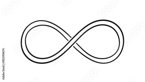 Stylized black outline of a double-stranded infinity symbol, conveying concepts of limitlessness and perpetuity.