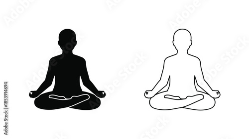 Two silhouettes of a person meditating in the lotus position