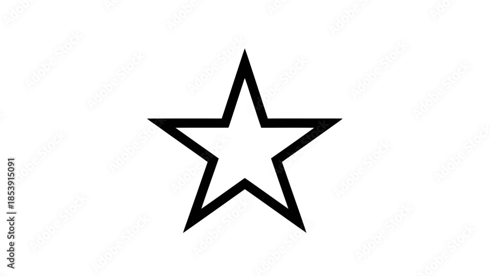 Obraz premium A minimalist graphic of a hollow five-pointed star with a bold black outline against a clean white backdrop.