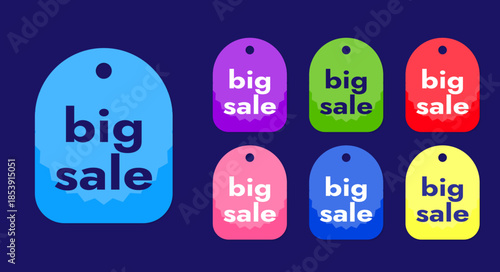 Set of vector stickers multicolored flat vector stickers with sales