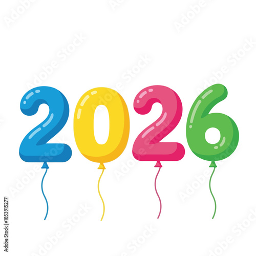 Celebrating the year 2026 with colorful balloons