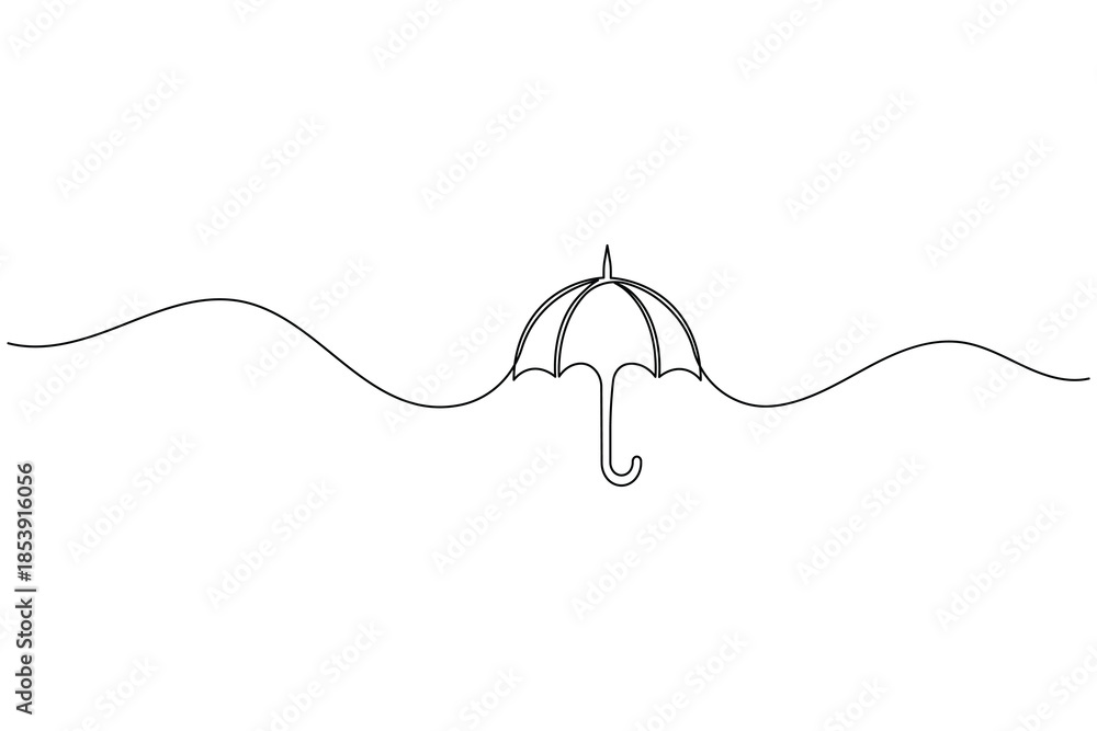 Obraz premium Protective Umbrella Icon in Simple Continuous One Line Art Style