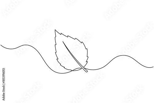 Eco Friendly Nature Leaf Symbol One Continuous Line Drawing