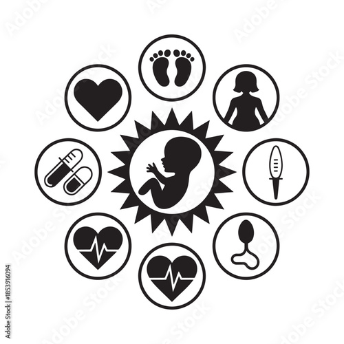 Pregnancy and healthcare symbols a visual representation of maternal and fetal wellbeing