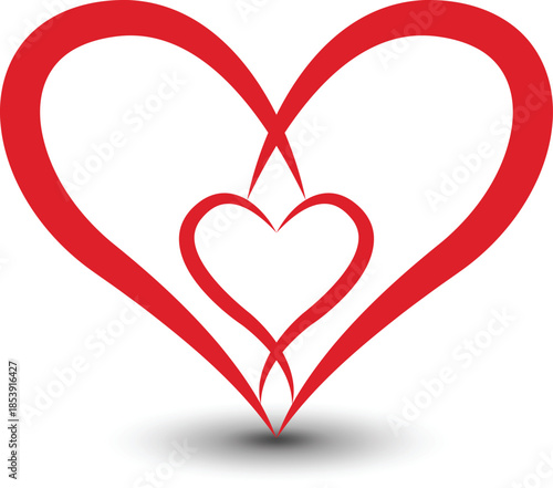 Heart shape design for love symbols, Set simple drawings heart symbols, valentines day related designs and frames, Red heart formed by Available in vector EPS format. editable vector file format.
