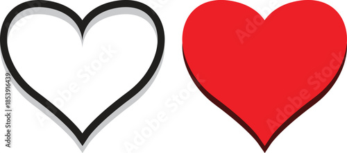 Heart shape design for love symbols, Set simple drawings heart symbols, valentines day related designs and frames, Red heart formed by Available in vector EPS format. editable vector file format.