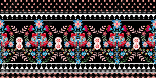 The beautiful of flower with animal folklore ornament arrangement blooming foliage leaves watercolor