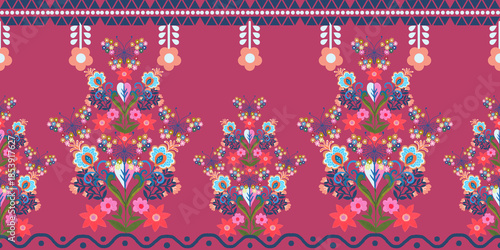 The beautiful of flower with animal folklore ornament arrangement blooming foliage leaves watercolor