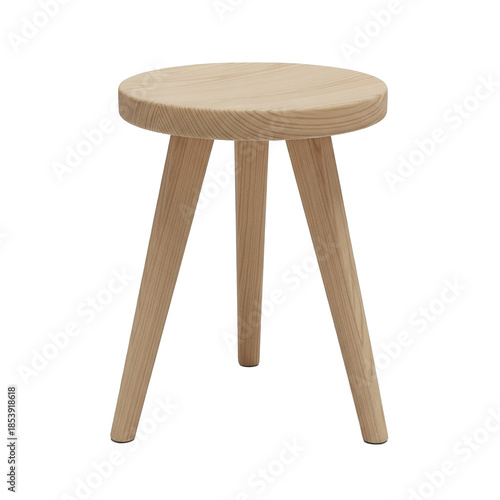 Wallpaper Mural Minimal Wooden Stool Isolated on White Background, Modern Home Furniture Torontodigital.ca