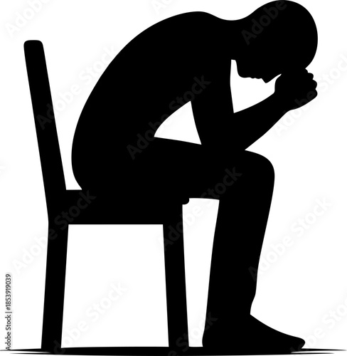 Alone with Thoughts – Stress Illustration