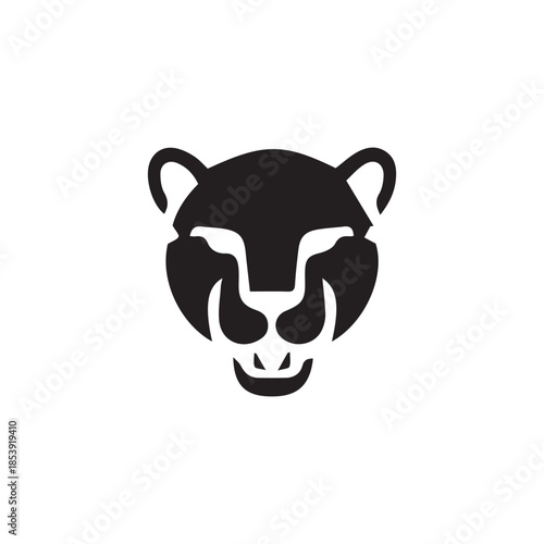 Minimalist black cheetah head icon on white background