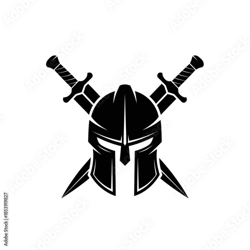 Medieval Knight Helmet with Swords.