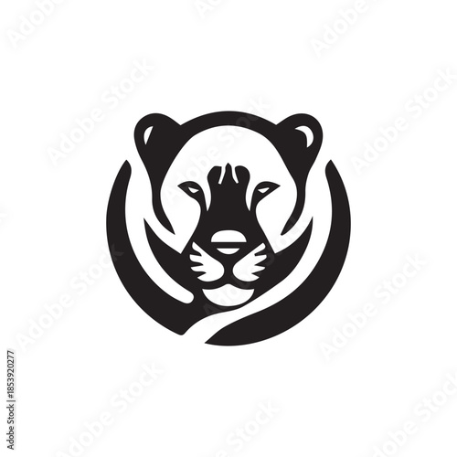 Abstract black and white puma head logo design