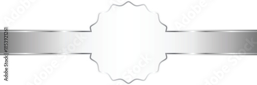 Silver Ribbon with Decorative Frame. Mockup and template design.