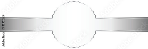 Silver Banner with Round Scalloped Edge. Mockup and template design.