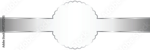 Silver Label Banner with Decorative Edge. Mockup and template design.