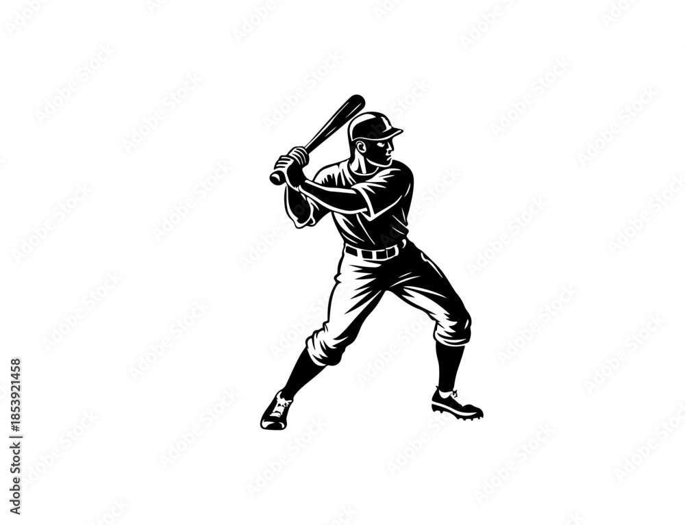 Fototapeta premium Baseball player silhouette illustration 