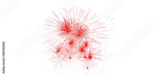 Red fireworks burst beautifully in the dark night sky A spectacular pyrotechnic display of celebration joy and festive