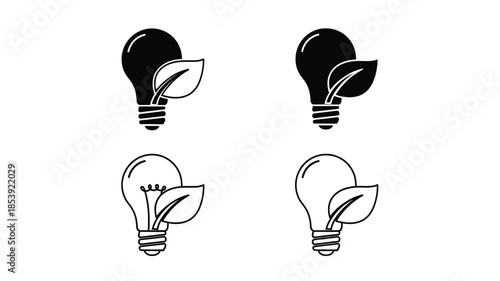 Eco friendly light bulbs with leaf designs showcasing sustainable energy concepts