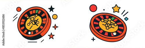 Colorful roulette wheel vector with stars and circles