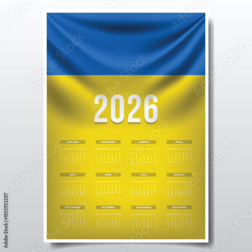 2026 Printable Calendar Design with UKRAINE Flag Theme, Patriotic  UKRAINE Yearly Planner Template