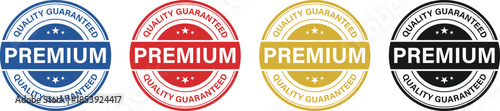 Premium Quality Guaranteed Stamp Set, 4 Colors Luxury Certified Seal Vector, Approved Badge Collection for Product Packaging