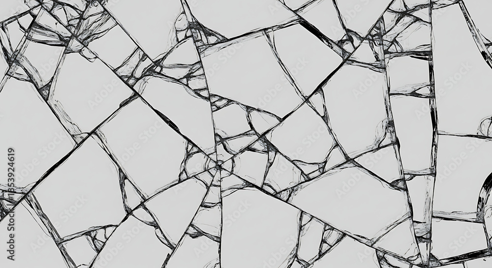 Obraz premium Abstract pattern of shattered glass fragments on a light gray background