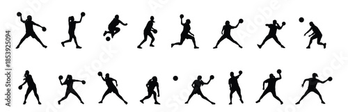 Dodgeball player silhouette woman dodgeball player silhouette