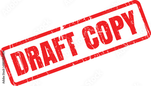 Red rubber stamp effect displaying the words DRAFT COPY on a clean white background