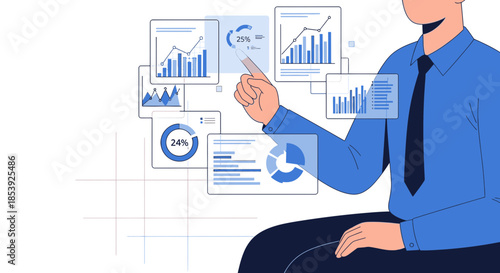 Data analysis presentation with visualizations of market trends and performance indicators for