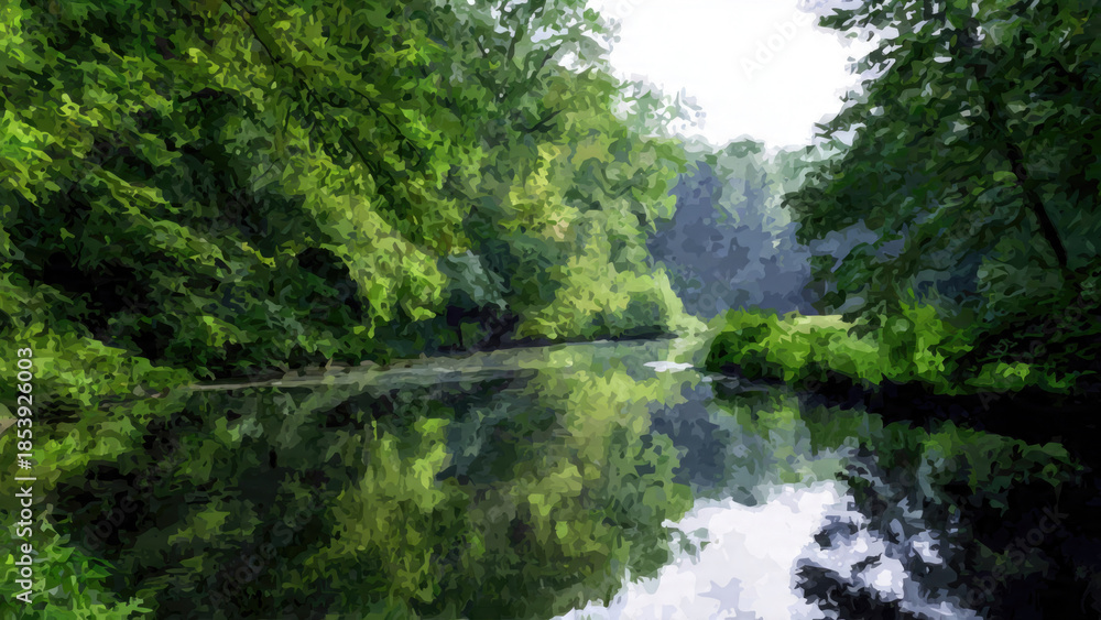 Fototapeta premium Calm River Flowing Through Forest
