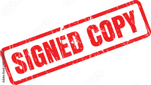 Red rubber stamp with the text SIGNED COPY clearly displayed on a clean white background