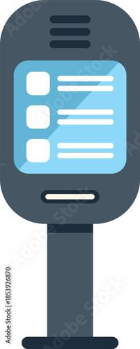 Modern information kiosk with blank screen displaying important information for residents and tourists