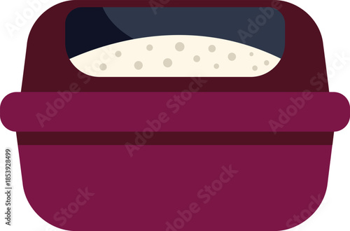 Cat litter box full of sand being ready for cat using at home