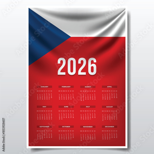 2026 Printable Calendar Design with CZECH REPUBLIC Flag Theme, Patriotic  CZECH REPUBLIC Yearly Planner Template