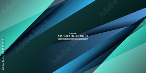 Abstract geometric square background in blue and green. Liquid paper cut pattern with white shadow design. Vector eps10.
