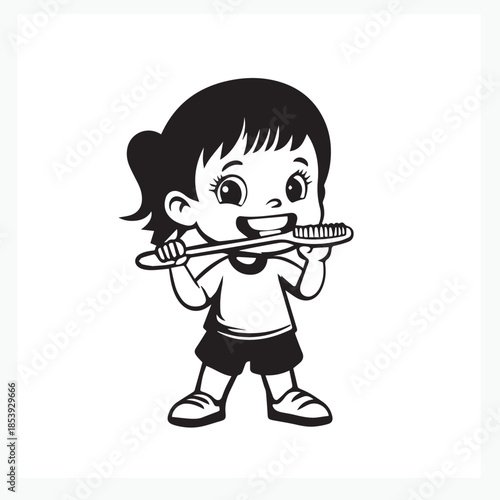cartoon girl with a toothbrush