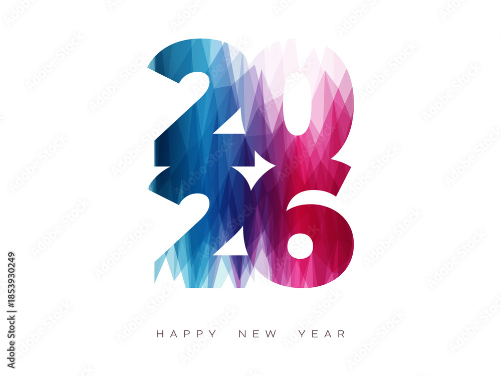 Fototapeta premium Festive 2026 Happy New Year PNG Design Transparent Background for Celebrations and Greetings