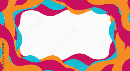 Abstract Wavy Frame Border with Vibrant Colors - Pink, Orange, Blue