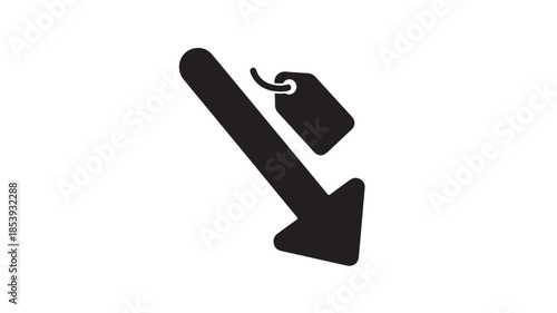 Download Arrow with Tag Solid Icon for Pricing Label and Data Access Vector