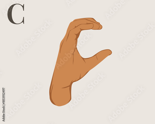Hand Sign Language Letter C Vector. American Sign Language ASL Alphabet Vector. Editable Vector
