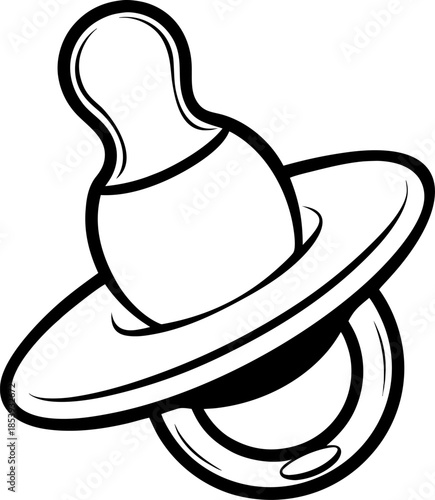 Baby nipple Isolated on white background. Coloring book. black and white , white background