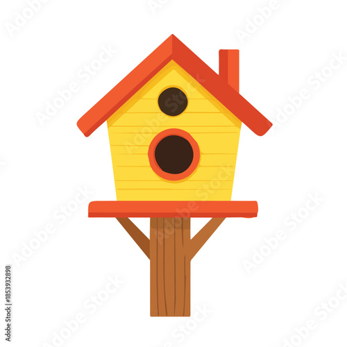 Simple icon, A Minimalistic 2D flat icon featuring a birdhouse set, clean vector design, illustration style, isolated on a white background, and modern elements in vector and EPS format.