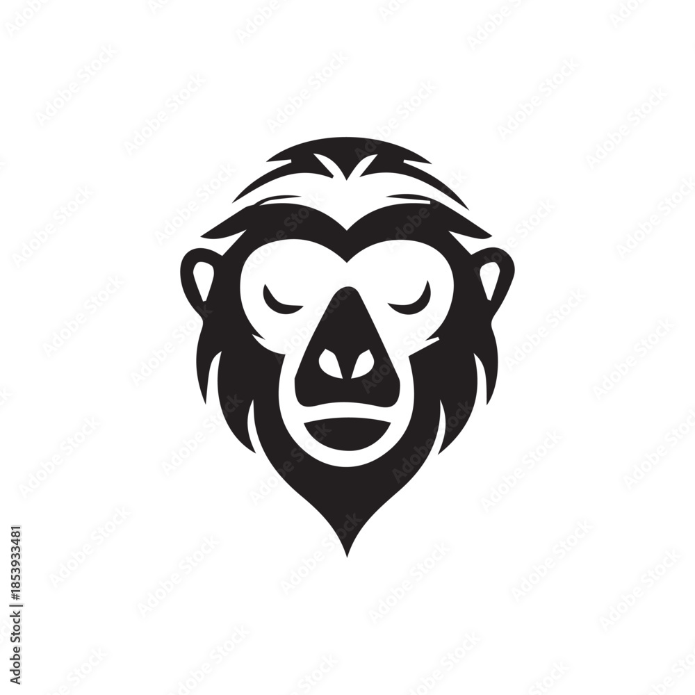 Fototapeta premium Abstract primate monkey head with closed eyes looking peaceful
