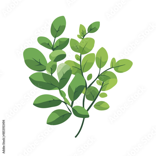 Simple icon, A Minimalistic 2D flat icon featuring a green_leaves_bunch set, clean vector design, illustration style, isolated on a white background, and modern elements in vector and EPS format.