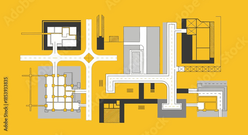 Urban planning blueprint, city map graphic, architectural design concept