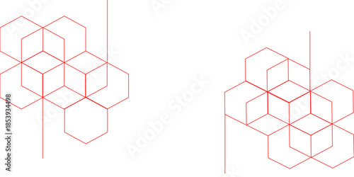 Geometric abstract red hexagon technology background.. Abstract honeycomb background.. Vector illustration of hexagons pattern, Creative idea for medical technology or science design.