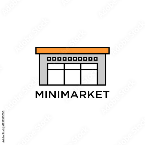 Minimarket Store Icon Illustration Modern Retail Shop Building Design For Grocery Convenience Market Business And Commercial Branding Concept