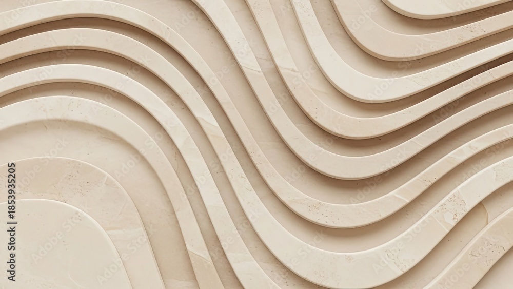 Obraz premium Abstract Beige Wavy Layers Background with Subtle Shadows.