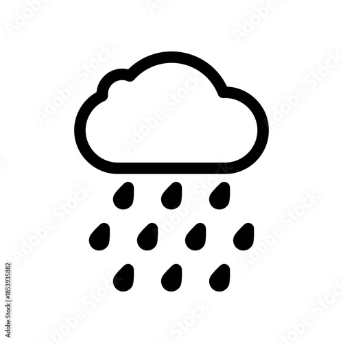 Cloud Rain Icon: Simple Weather Symbol Representing Rainfall and Cloud Coverage for UI Design